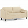 2-osobowa sofa z poduszkami, kremowa, 140 cm, tkanina