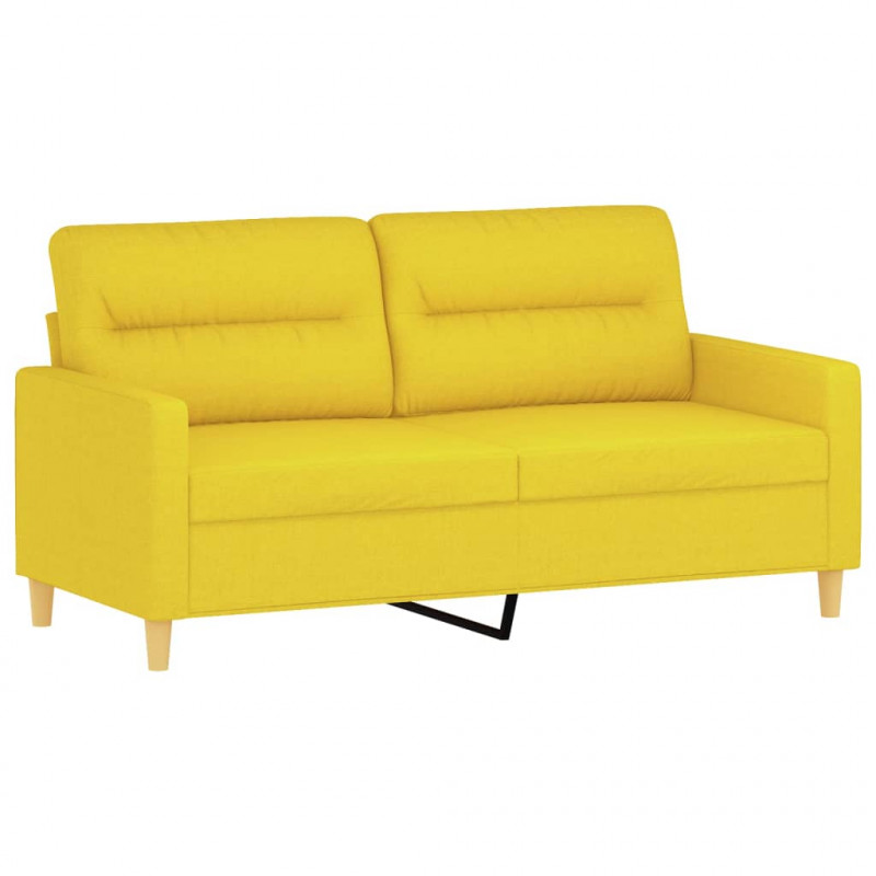 2-osobowa sofa z poduszkami, jasnożółta, 140 cm, tkanina