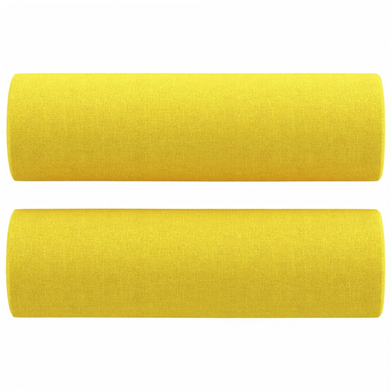 2-osobowa sofa z poduszkami, jasnożółta, 140 cm, tkanina