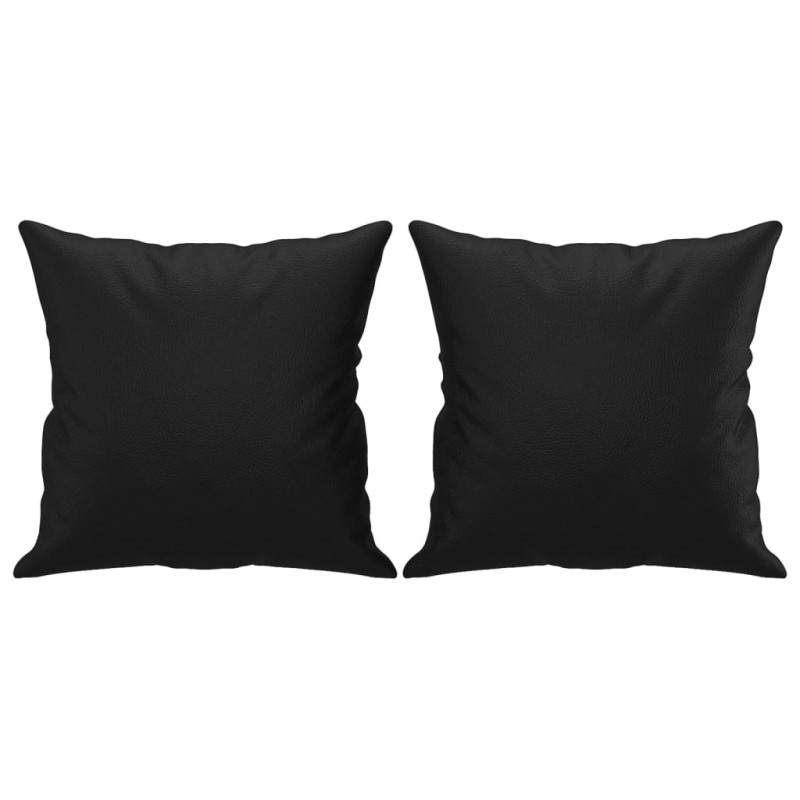 2-osobowa sofa z poduszkami, czarna, 140 cm, sztuczna skóra