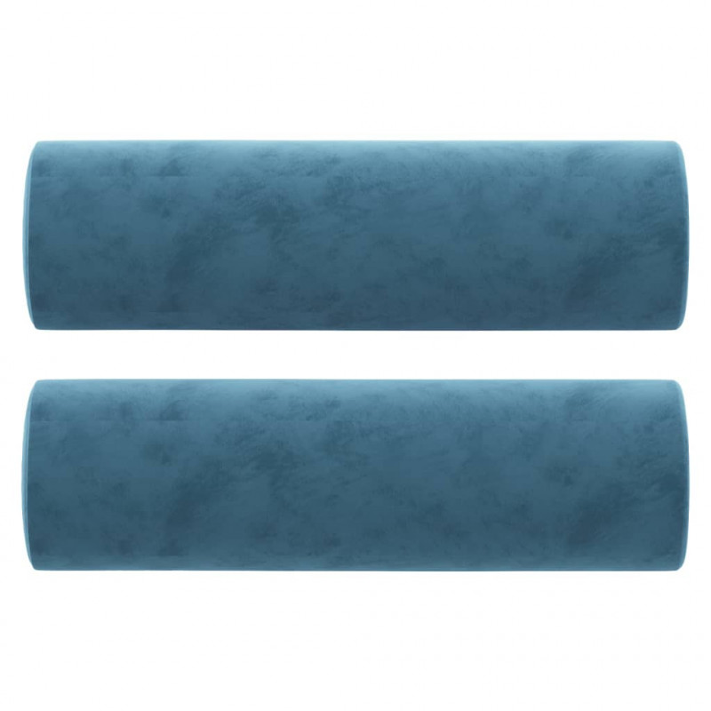 3-osobowa sofa z poduszkami, niebieska, 180 cm, aksamit