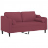 2-osobowa sofa z poduszkami, winna czerwień, 140 cm, tkanina