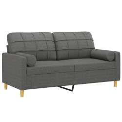 2-osobowa sofa z poduszkami, ciemnoszara, 140 cm, tkanina