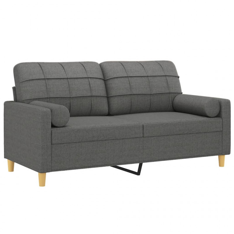 2-osobowa sofa z poduszkami, ciemnoszara, 140 cm, tkanina