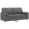 2-osobowa sofa z poduszkami, ciemnoszara, 140 cm, tkanina