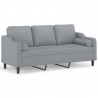 3-osobowa sofa z poduszkami, jasnoszara, 180 cm, tkanina