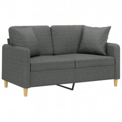 2-osobowa sofa z poduszkami, ciemnoszara, 120 cm, tkanina