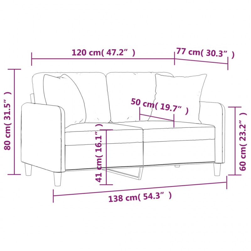 2-osobowa sofa z poduszkami, ciemnoszara, 120 cm, tkanina