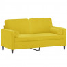 2-osobowa sofa z poduszkami, żółta, 140 cm, aksamit