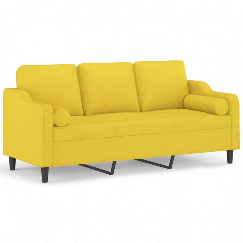 3-osobowa sofa wypoczynkowa z poduszkami, jasnożółta, 180 cm