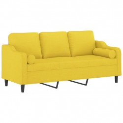 3-osobowa sofa wypoczynkowa z poduszkami, jasnożółta, 180 cm