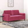 2-osobowa sofa z poduszkami, winna czerwień, 140 cm, aksamit