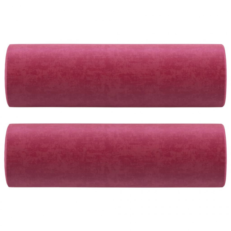 2-osobowa sofa z poduszkami, winna czerwień, 140 cm, aksamit