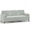 3-osobowa sofa z poduszkami, jasnoszara, 180 cm, aksamit