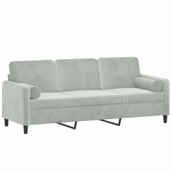 3-osobowa sofa z poduszkami, jasnoszara, 180 cm, aksamit