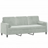 3-osobowa sofa z poduszkami, jasnoszara, 180 cm, aksamit