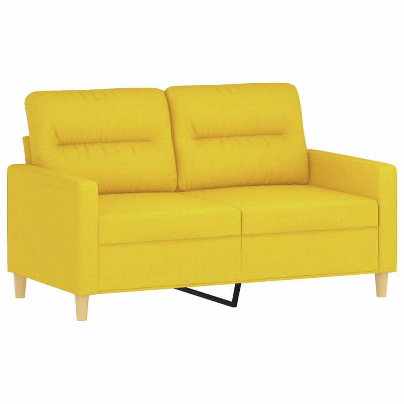 2-osobowa sofa z poduszkami, jasnożółta, 120 cm, tkanina