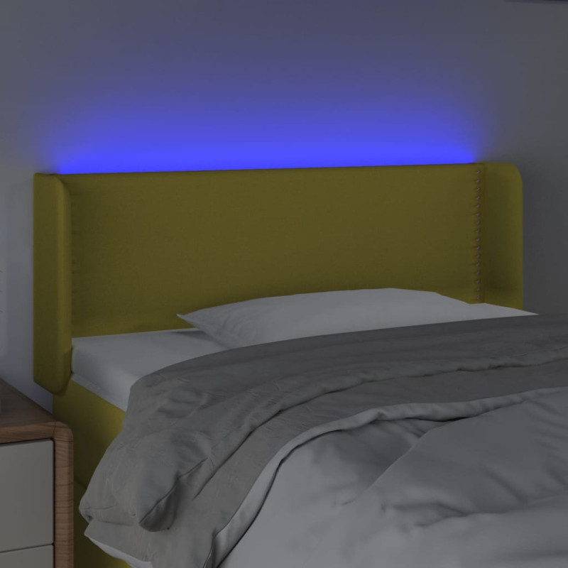 Zagłówek do łóżka z LED, zielony, 83x16x78/88 cm, tkanina