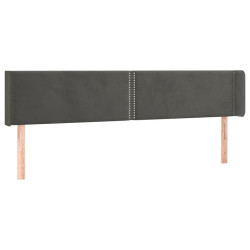 Zagłówek do łóżka z LED, ciemnoszary, 163x16x78/88 cm, aksamit