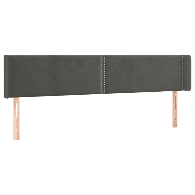 Zagłówek do łóżka z LED, ciemnoszary, 163x16x78/88 cm, aksamit