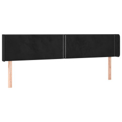Zagłówek do łóżka z LED, czarny, 183x16x78/88 cm, aksamit