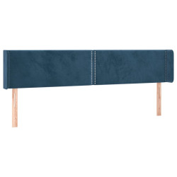 Zagłówek do łóżka z LED ciemnoniebieski 203x16x78/88 cm aksamit