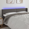 Zagłówek do łóżka z LED, szary, 203x16x78/88 cm, sztuczna skóra