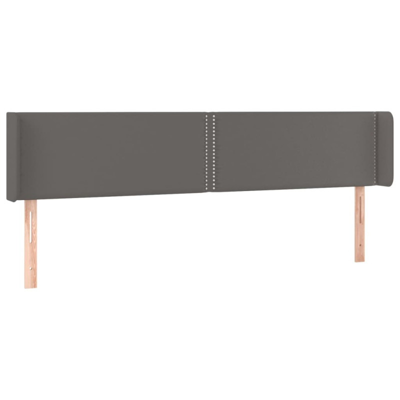 Zagłówek do łóżka z LED, szary, 203x16x78/88 cm, sztuczna skóra