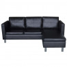 Sofa 3-osobowa, skóra syntetyczna, czarna
