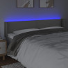 Zagłówek do łóżka z LED, szary, 203x16x78/88 cm, sztuczna skóra