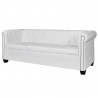Sofa 3-osobowa w stylu Chesterfield, sztuczna skóra, biała