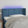 Zagłówek do łóżka z LED, ciemnoniebieski 93x16x78/88cm, aksamit