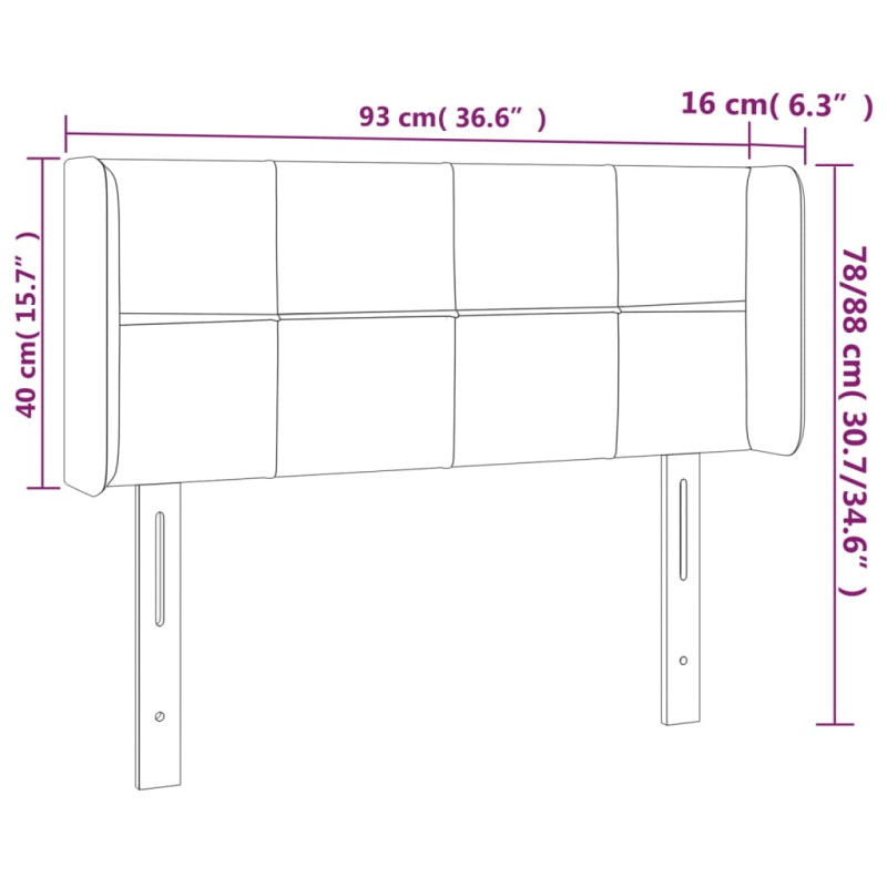 Zagłówek do łóżka z LED, ciemnoniebieski 93x16x78/88cm, aksamit