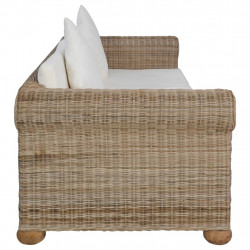 3-osobowa sofa z poduszkami, naturalny rattan