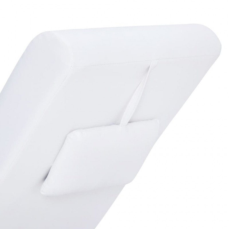 Szezlong masujący z poduszką, biały, sztuczna skóra