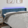 Zagłówek do łóżka z LED ciemnoniebieski 203x16x78/88 cm aksamit