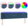 Zagłówek do łóżka z LED ciemnoniebieski 203x16x78/88 cm aksamit
