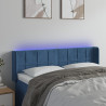 Zagłówek do łóżka z LED ciemnoniebieski 147x16x78/88 cm aksamit