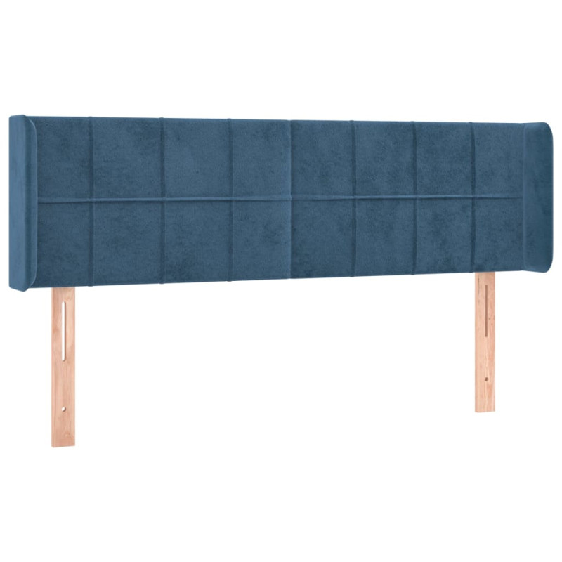 Zagłówek do łóżka z LED ciemnoniebieski 147x16x78/88 cm aksamit