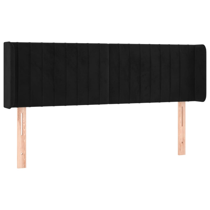 Zagłówek do łóżka z LED, czarny, 147x16x78/88 cm, aksamit