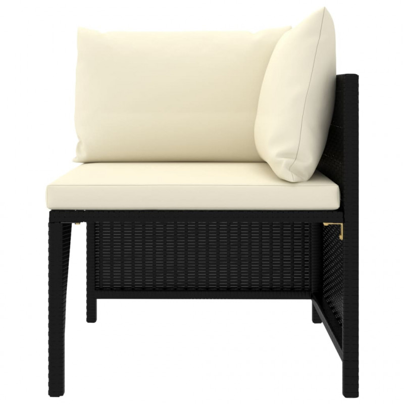 2-osobowa sofa ogrodowa z poduszkami, polirattan, czarna