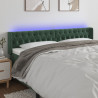 Zagłówek do łóżka z LED, ciemnozielony, 203x16x78/88cm, aksamit