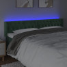 Zagłówek do łóżka z LED, ciemnozielony, 203x16x78/88cm, aksamit