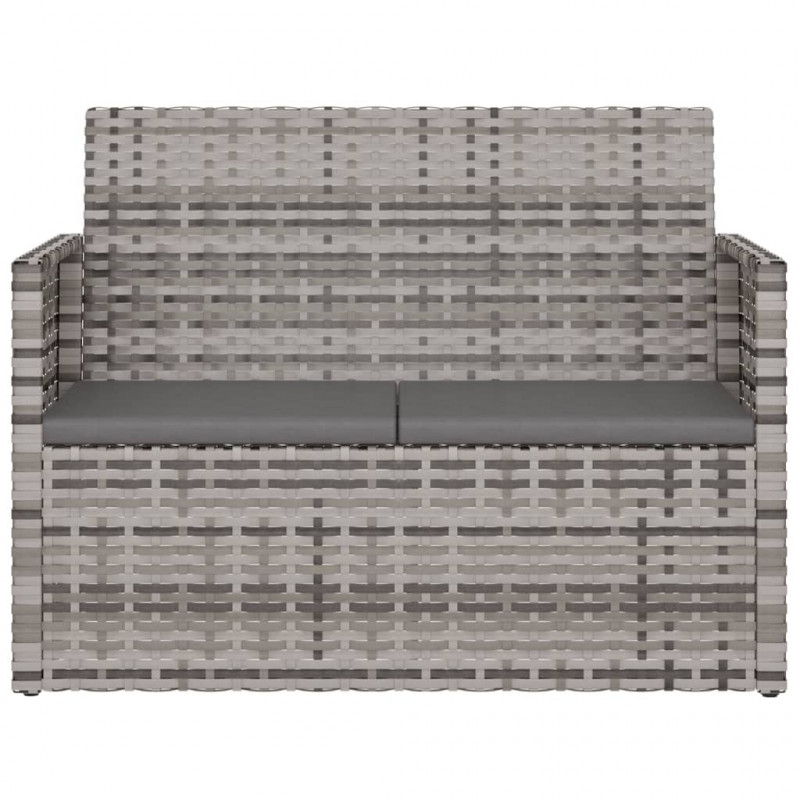 Ławka ogrodowa z poduszkami, szara, 105 cm, polirattan