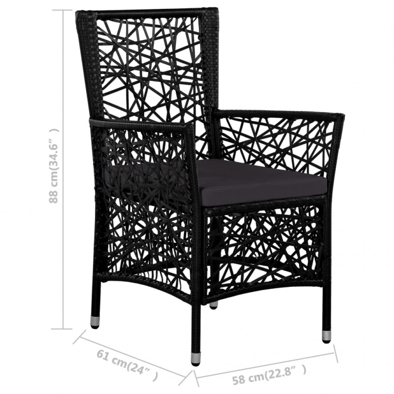 5-cz. zestaw mebli ogrodowych, rattan PE, czarny