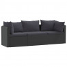 3-częściowa sofa ogrodowa, poduszki, rattan PE, czarny