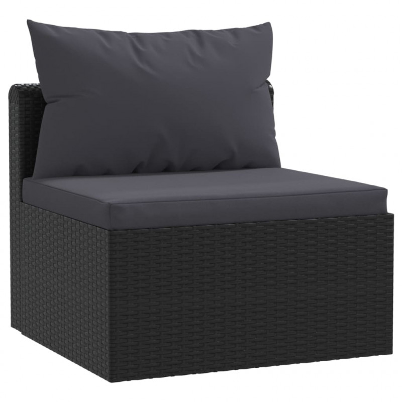 3-częściowa sofa ogrodowa, poduszki, rattan PE, czarny