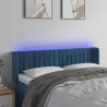 Zagłówek do łóżka z LED ciemnoniebieski 147x16x78/88 cm aksamit