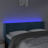 Zagłówek do łóżka z LED ciemnoniebieski 147x16x78/88 cm aksamit