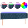 Zagłówek do łóżka z LED ciemnoniebieski 183x16x78/88 cm aksamit